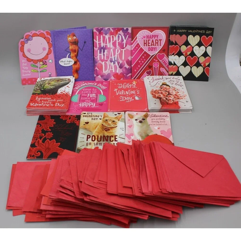 Lot of 113 Hallmark Valentine's Day Cards + 140 Envelopes Retail Sale New Lot 5